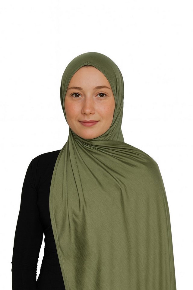 Aymasal Kopftuch Easy Jersey Hijab to-go Kopftuch Schal Olive Extra lang 180x70 von Aymasal