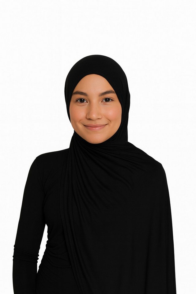 Aymasal Kopftuch Easy Jersey Hijab to-go Kopftuch Schal Schwarz Extra lang 180x70 von Aymasal