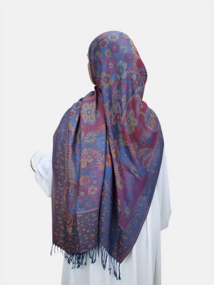 Aymasal Kopftuch Flower Pashmina Muster Hijab Kopftuch Schal Fransentuch Hidschab Islam, Hochwertige Viskose, Blumendesign von Aymasal