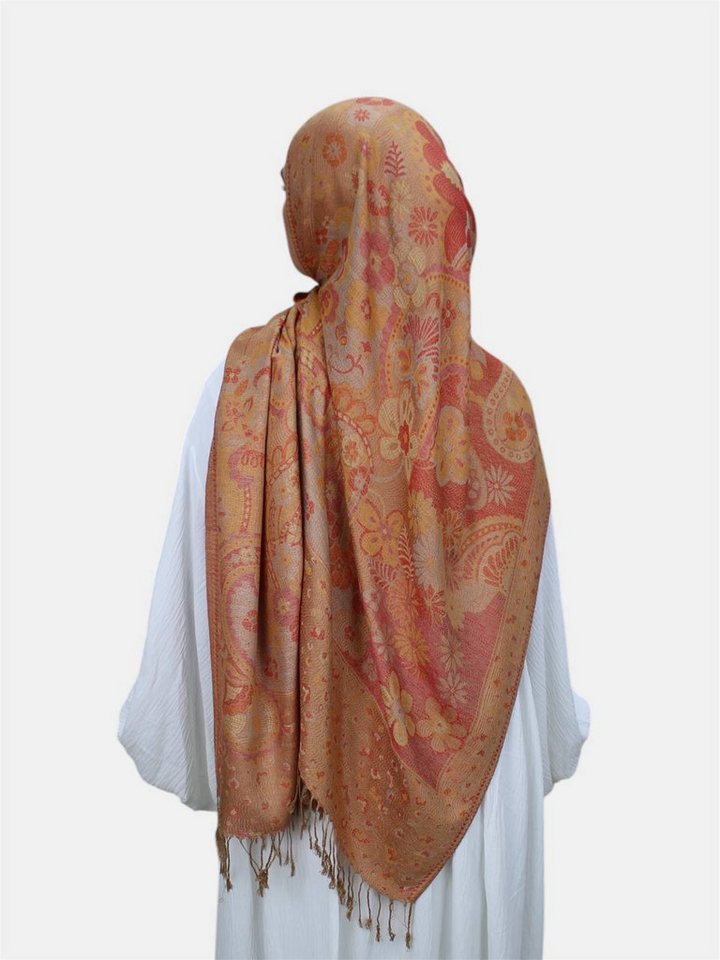 Aymasal Kopftuch Flower Pashmina Muster Hijab Kopftuch Schal Fransentuch Hidschab Islam, Hochwertige Viskose, Blumendesign von Aymasal