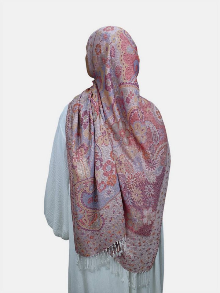 Aymasal Kopftuch Flower Pashmina Muster Hijab Kopftuch Schal Fransentuch Hidschab Islam, Hochwertige Viskose, Blumendesign von Aymasal