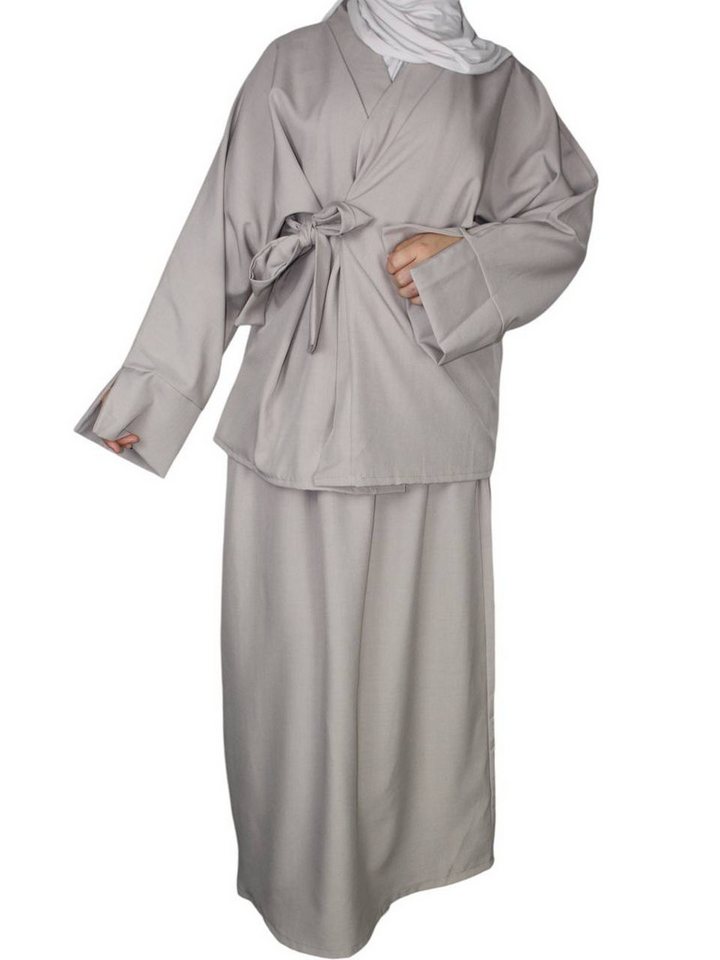 Aymasal Maxikleid 2 tlg. Wickelhemd & Rock Set LEEN Abaya Alltagskleid daily Outfit von Aymasal