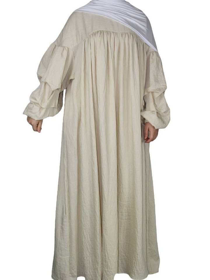 Aymasal Maxikleid Oversized Ballonärmel Leinenabaya mit Rüschenärmel Amira Abaya Kaftan von Aymasal