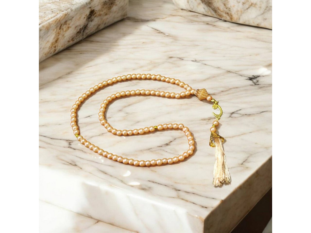 Aymasal Perlenkette 99 tlg. Gebetskette Tesbih Tasbih 99 Perlen Kettenanhänger Islam Gebet von Aymasal