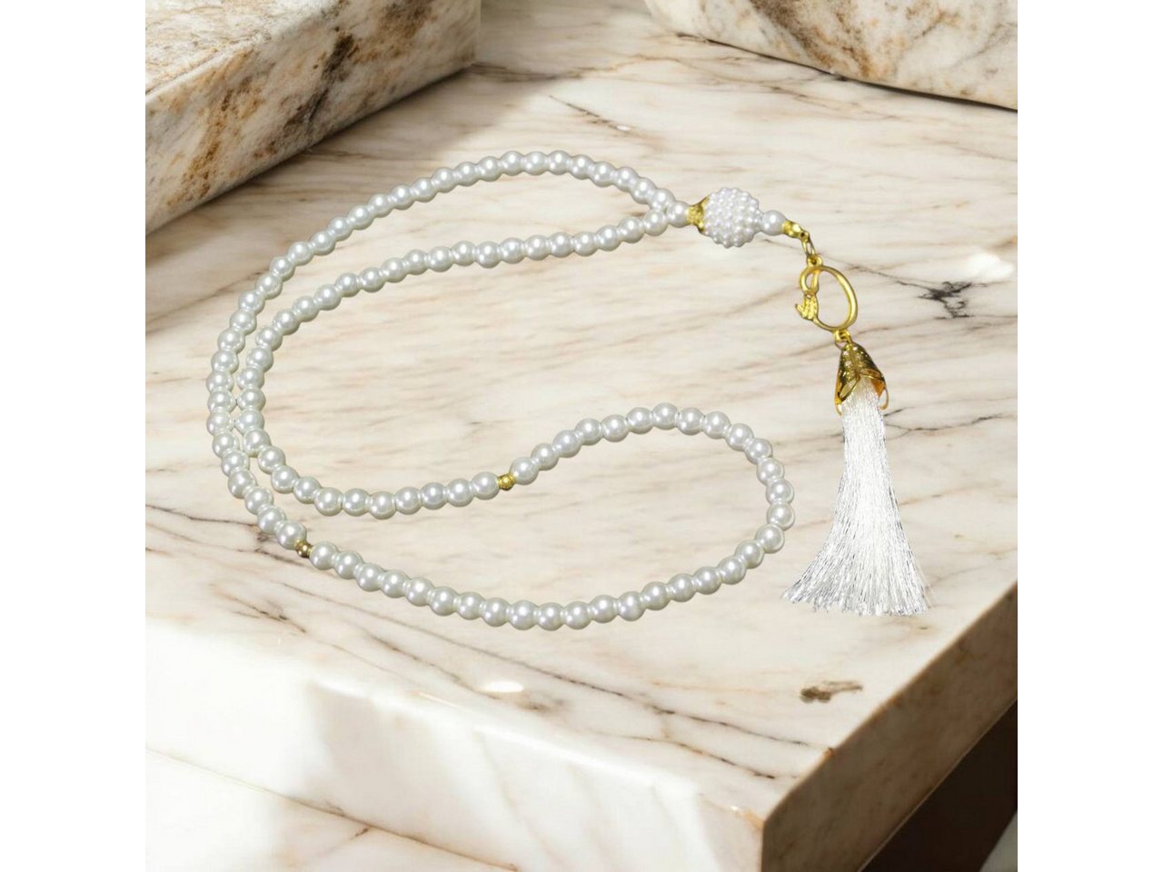 Aymasal Perlenkette 99 tlg. Gebetskette Tesbih Tasbih 99 Perlen Kettenanhänger Islam Gebet von Aymasal