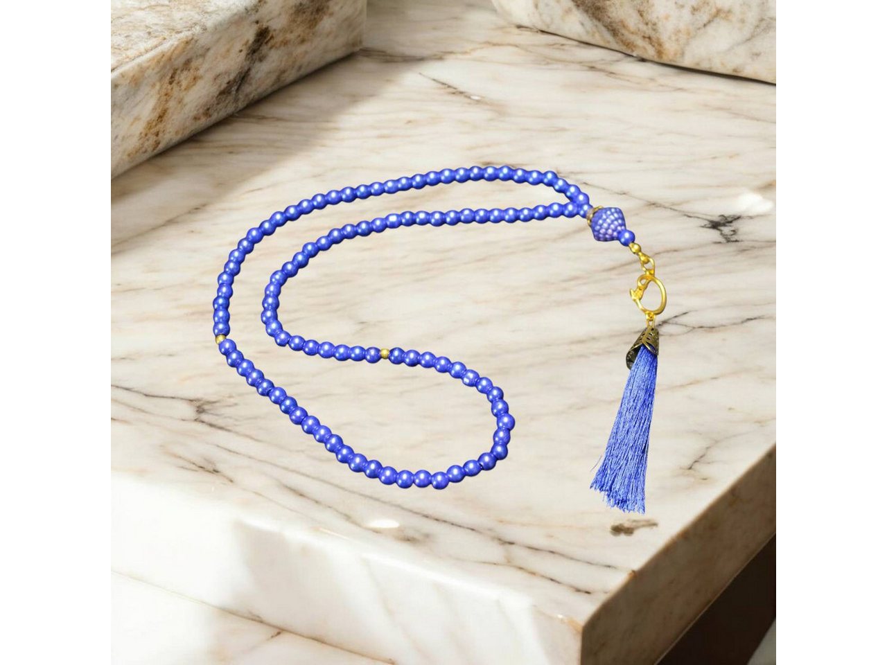 Aymasal Perlenkette 99 tlg. Gebetskette Tesbih Tasbih 99 Perlen Kettenanhänger Islam Gebet von Aymasal