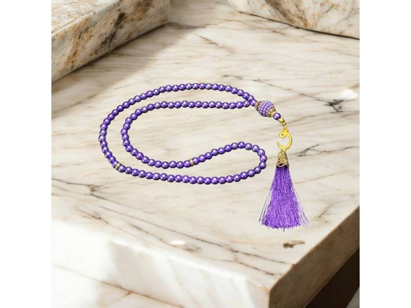 Aymasal Perlenkette 99 tlg. Gebetskette Tesbih Tasbih 99 Perlen Kettenanhänger Islam Gebet von Aymasal