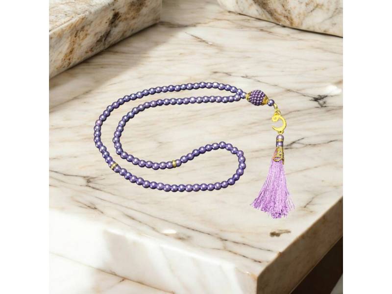 Aymasal Perlenkette 99 tlg. Gebetskette Tesbih Tasbih 99 Perlen Kettenanhänger Islam Gebet von Aymasal