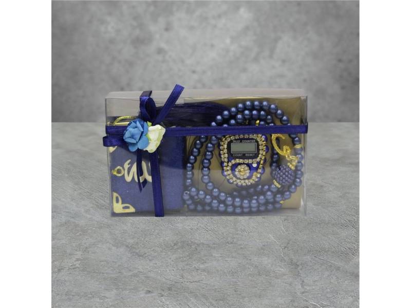 Aymasal Perlenketten-Set Islamische Geschenke 3tlg. 99 Perlenkette & Fingerzähler & Mini Koran, Dhikr Zähler mit Strasssteinen, schöne Geschenkverpackung von Aymasal