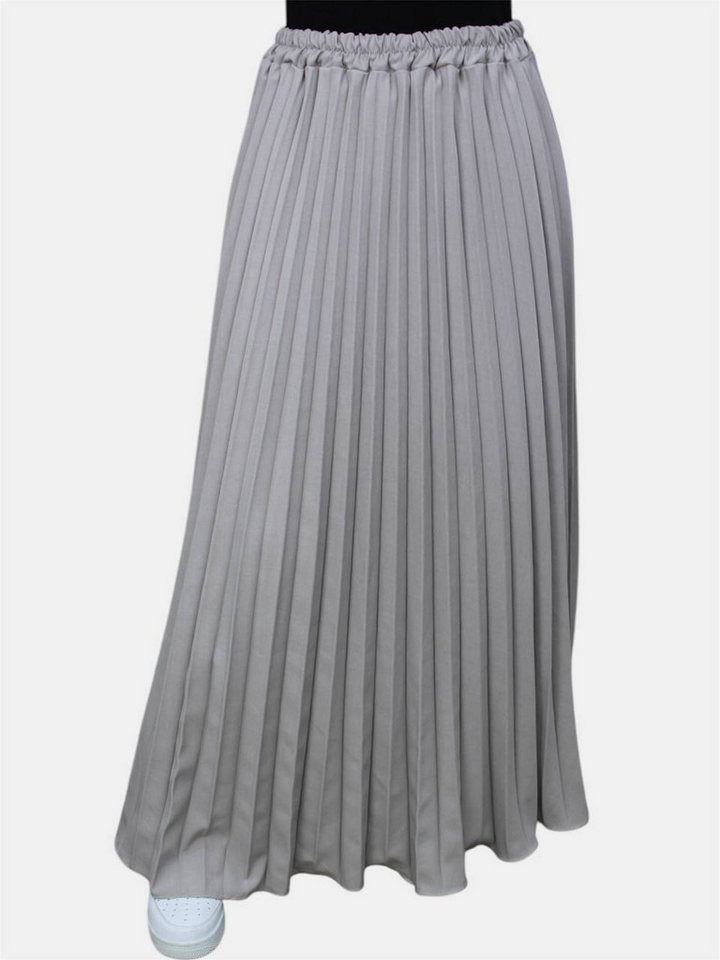 Aymasal Plisseerock Plissee-Maxirock Faltenrock elastischer Bund Damen Bleistiftrock Rock von Aymasal