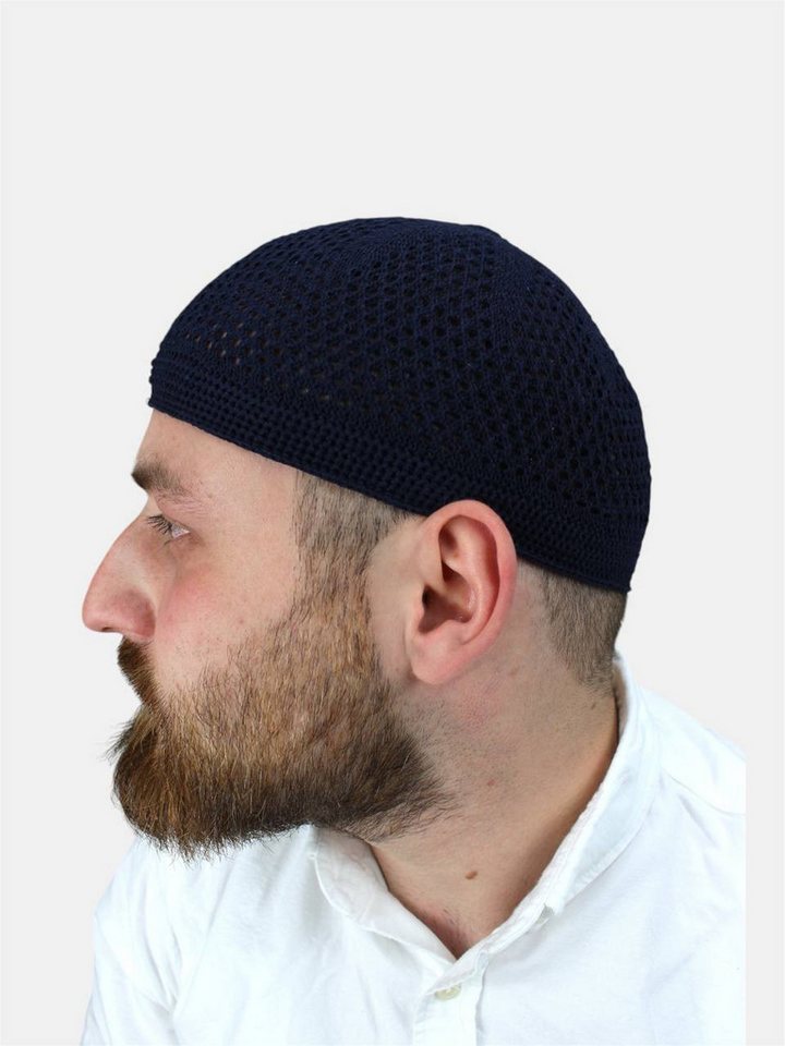 Aymasal Strickmütze Handgestrickte elastische Gebetsmütze Herren Islamische Produkte Takke Ideale Passform für jede Kopfgröße durch Elastizität von Aymasal