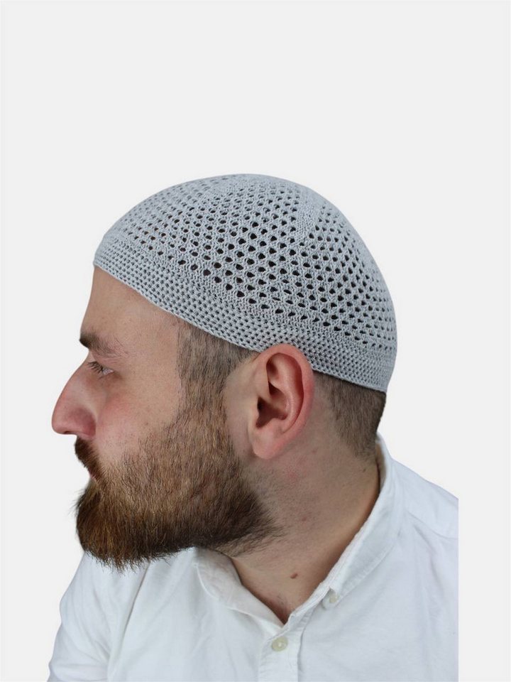 Aymasal Strickmütze Handgestrickte elastische Gebetsmütze Herren Islamische Produkte Takke Ideale Passform für jede Kopfgröße durch Elastizität von Aymasal