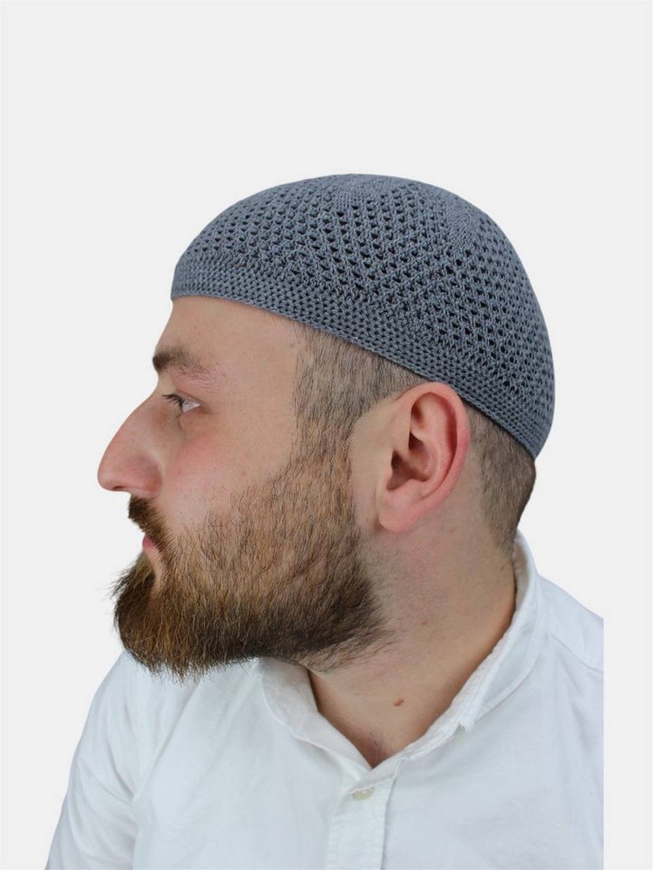 Aymasal Strickmütze Handgestrickte elastische Gebetsmütze Herren Islamische Produkte Takke Ideale Passform für jede Kopfgröße durch Elastizität von Aymasal