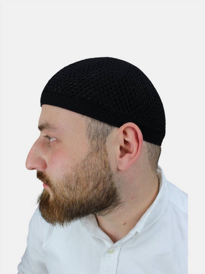 Aymasal Strickmütze Handgestrickte elastische Gebetsmütze Herren Islamische Produkte Takke Ideale Passform für jede Kopfgröße durch Elastizität von Aymasal