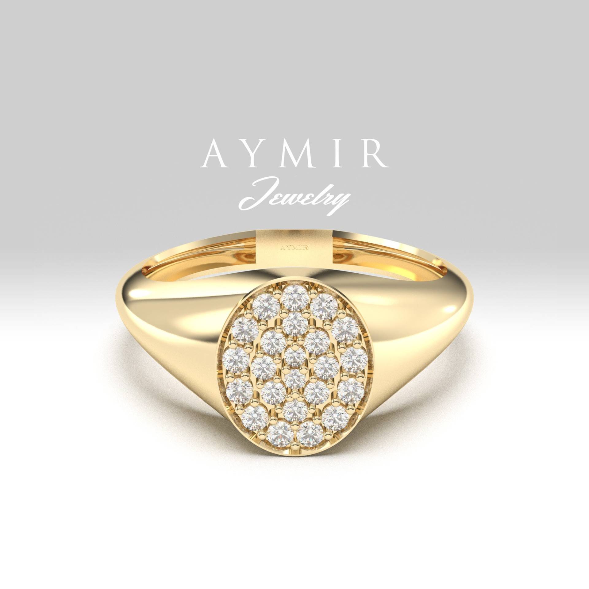 14K Gold Siegelring, Diamant Pinky Versprechensring, Zierlicher Ring, Jubiläumsring, Geburtstagsgeschenk, Valentinstag von AymirJewelry