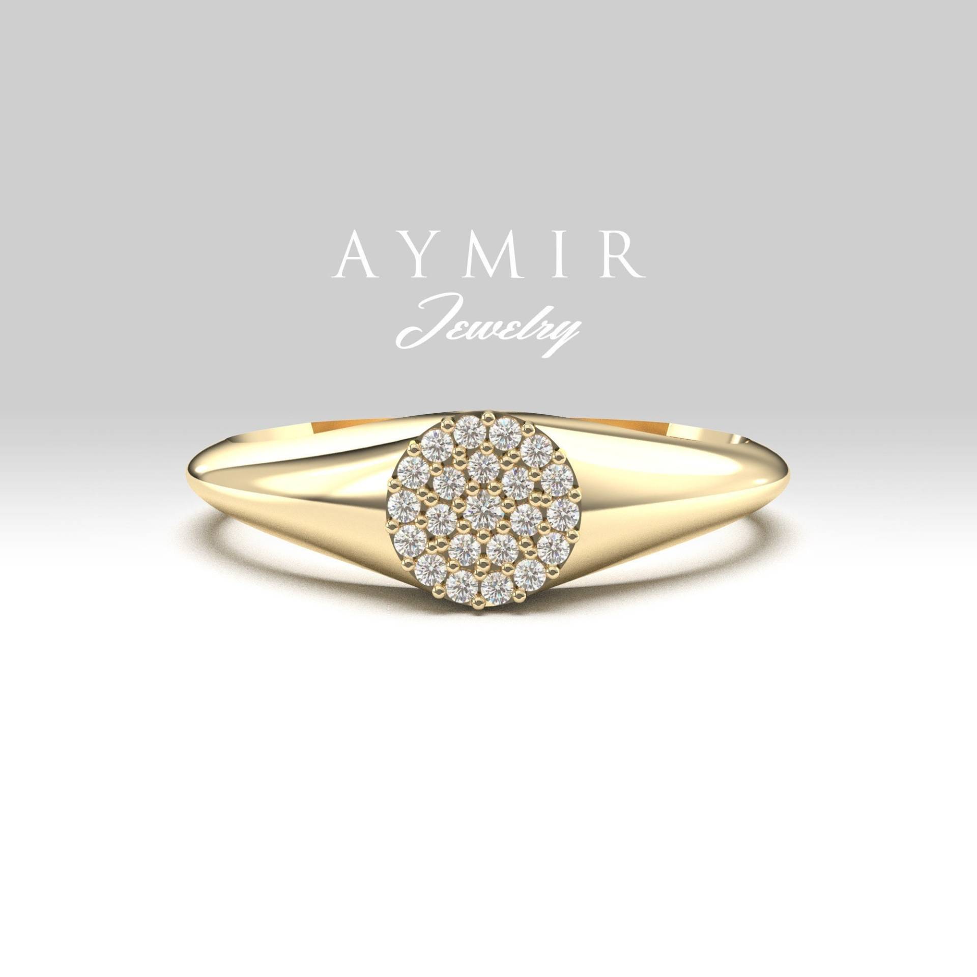 Diamant Siegelring/14K Gold Pinky Muttertagsverkauf Geschenk Für Sie Geburtstagsgeschenk von AymirJewelry