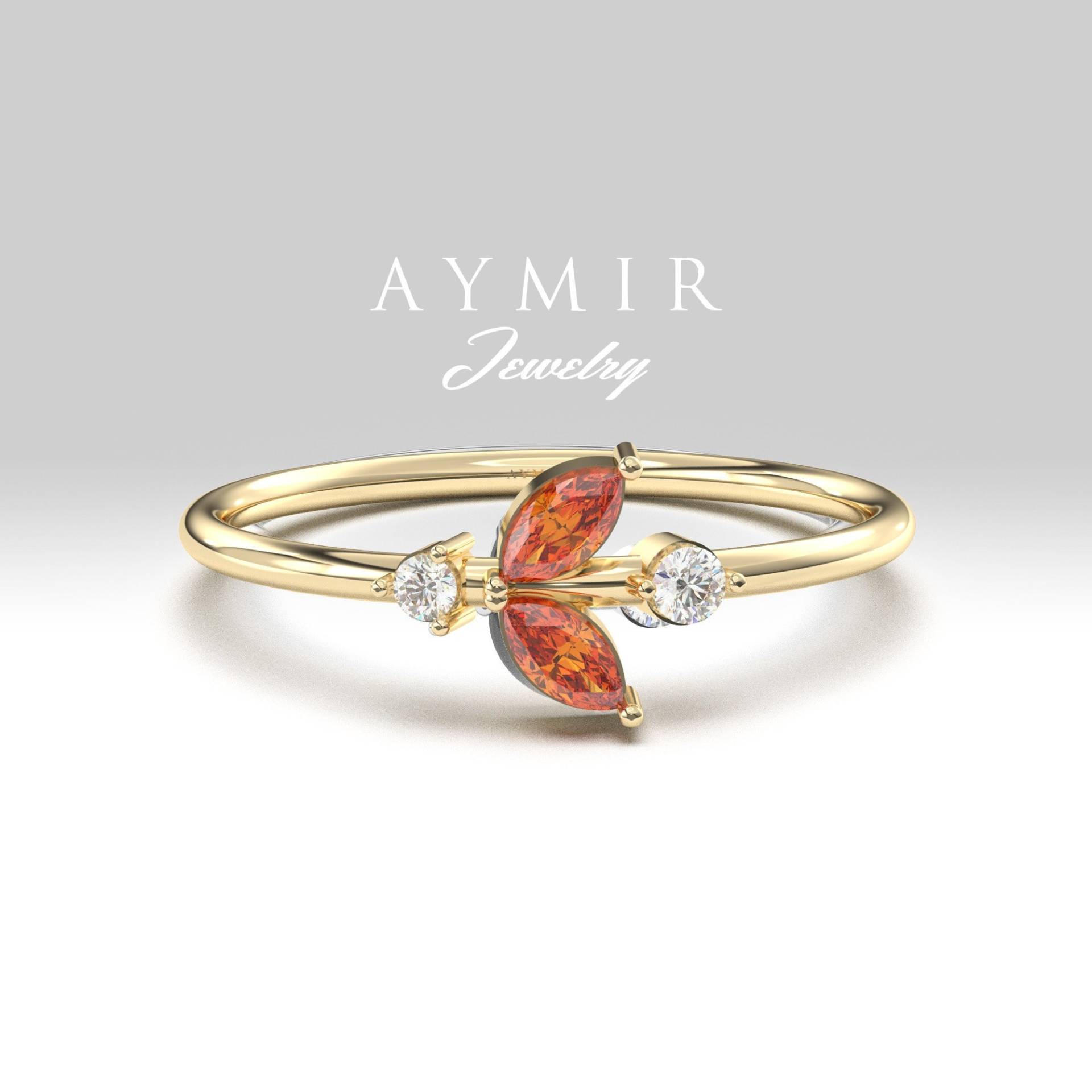 Granat Ring, Diamant Solider Goldring, 14K Januar Birthstone, Birthstone Geburtstagsgeschenke, Muttertagsgeschenke von AymirJewelry