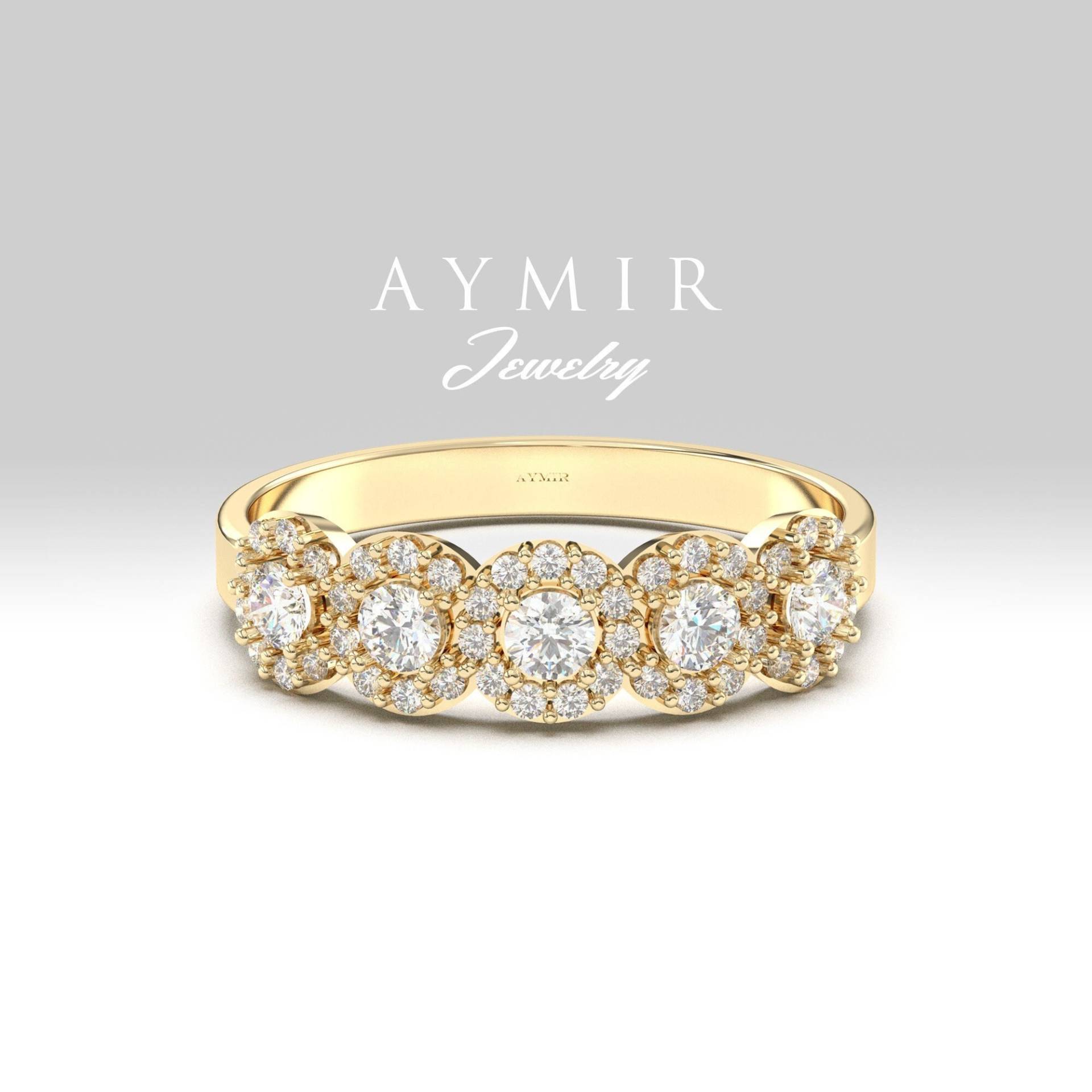 Jubiläums Diamantring, Zertifizierter Zierlicher Verlobungsring, 14K Goldring, Handgemachter Schmuck, Jubiläumsgeschenke, Geschenk Für Sie von AymirJewelry