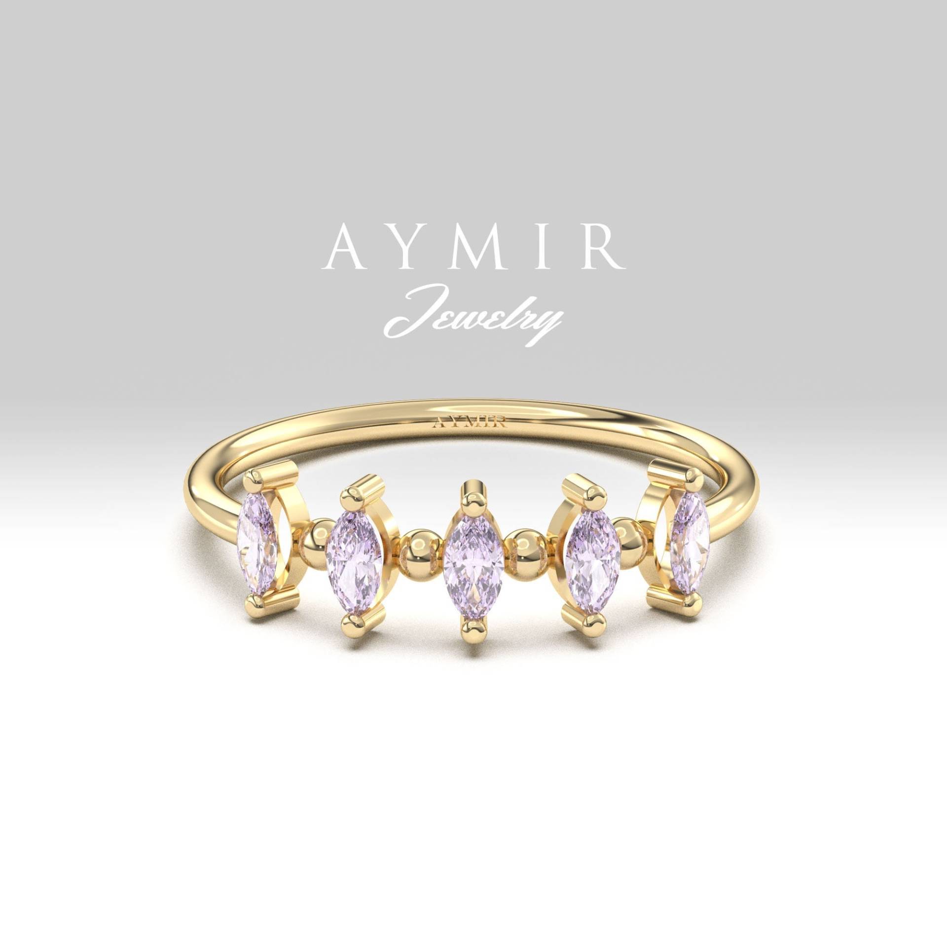 Lavendel Amethyst Ring/Zarter Goldring Juni Geburtsstein Brautjungfer Geschenke Geburtstagsgeschenk von AymirJewelry