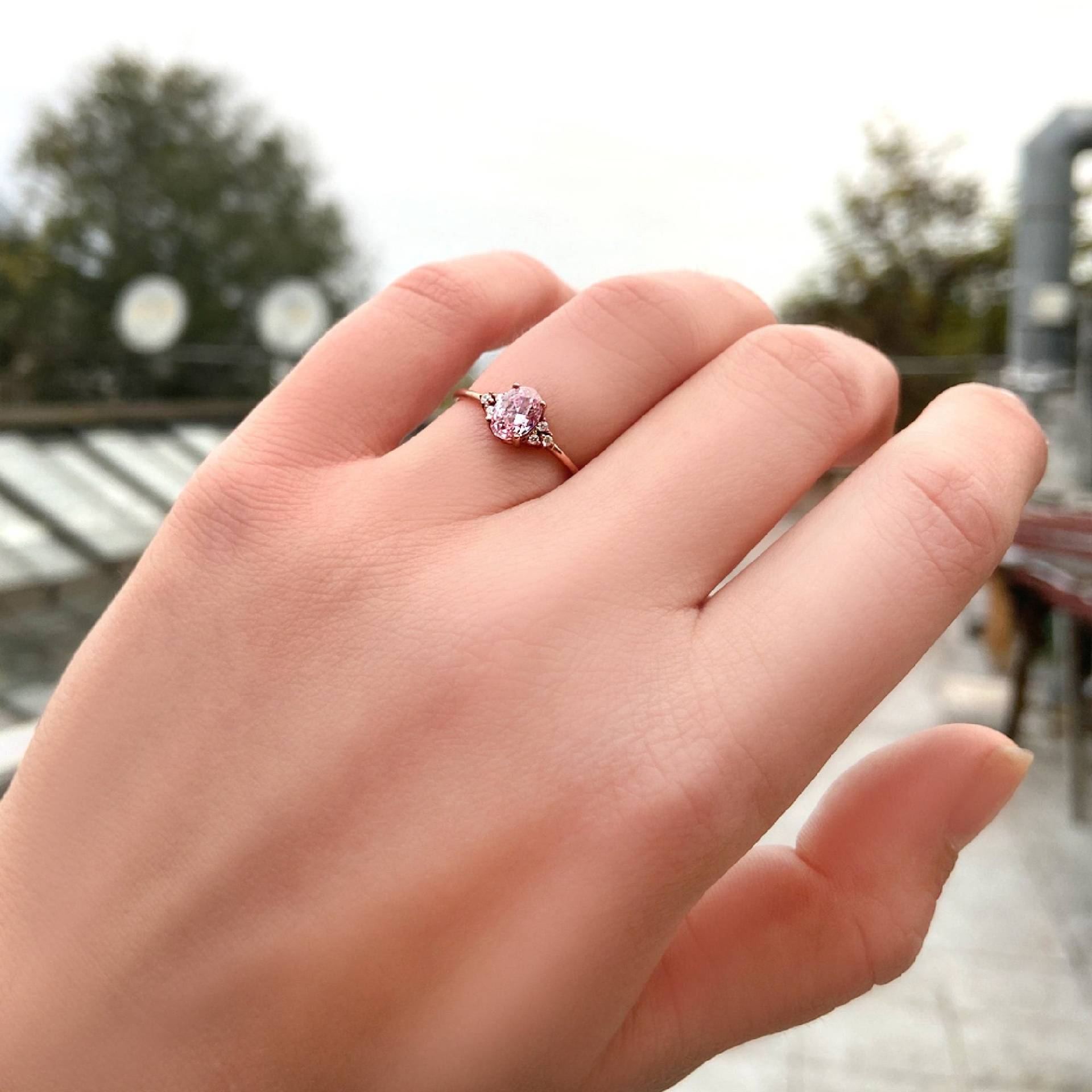 Pink Topas Ring, Diamant 14K Goldring/Verlobungsring Versprechensring Jubiläumsring Geschenk Für Sie Muttertagsgeschenk von AymirJewelry