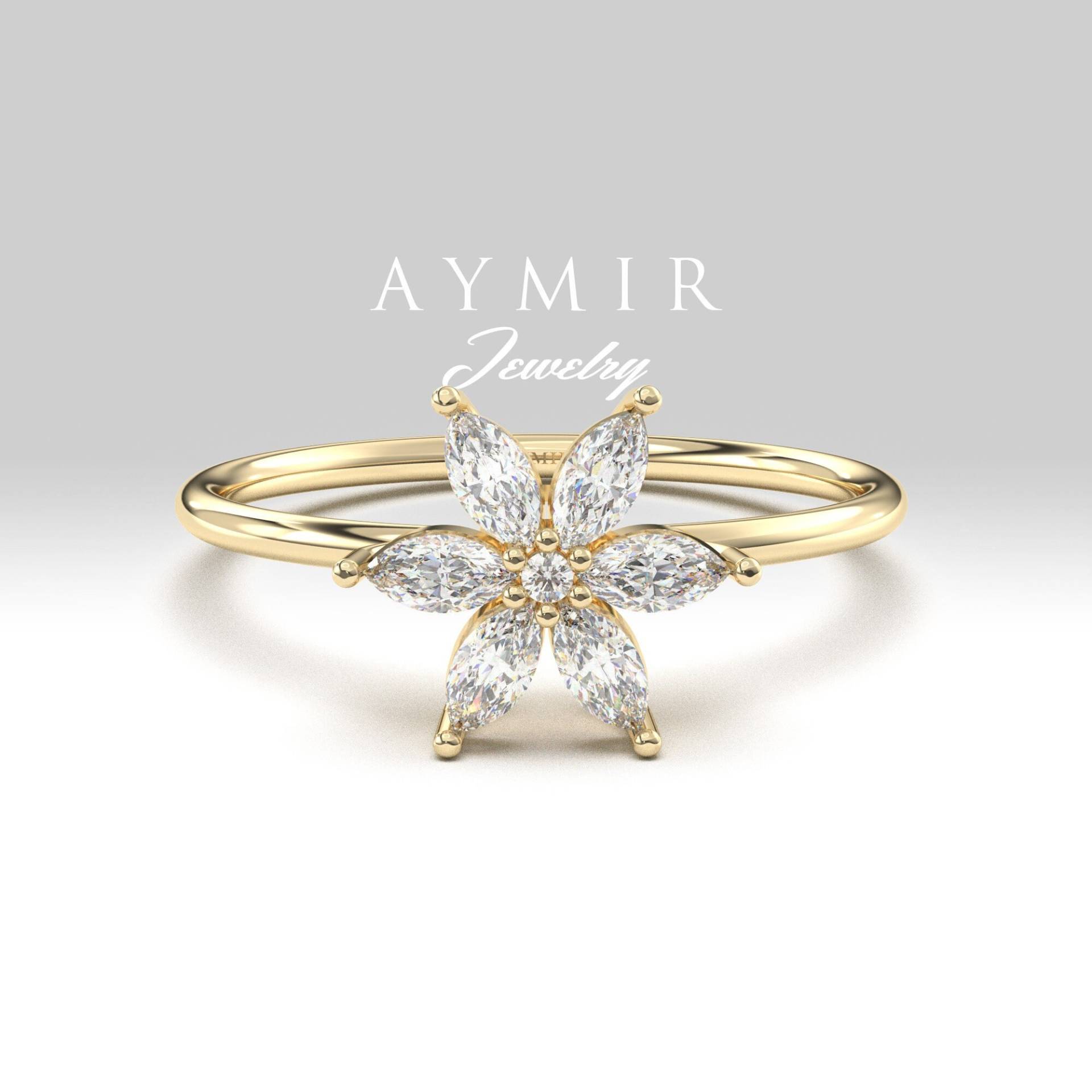 stapelbarer Diamantring, Cz Oder Diamant Goldring, April Birthstone Ring, Geburtstagsgeschenke, Versprechensring, Jubiläumsring, Brautjungfer von AymirJewelry