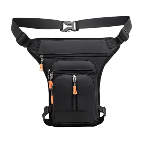 Aymzbd Männer Taillenbeutel Umhängetasche Drop Beinbeutel Fanny Pack Beutel wasserdichte Hüftpackung Oberschenkelbeutel für Outdoor Fahren Klettern Wandern, Mitte Reißverschluss Schwarz von Aymzbd