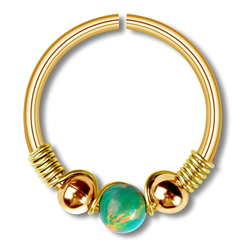 Ayoiow 1 Stück Helix Piercings Ring, Nasen Piercing Nase Stecker Rund Form mit Opal Nasenpiercing Ring Edelstahl Nasenstecker Herren von Ayoiow