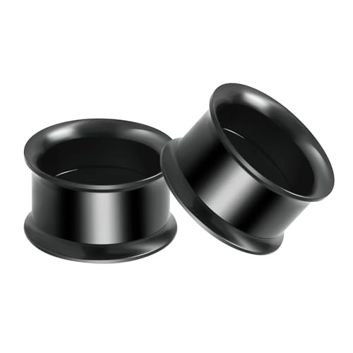 Ayoiow 14mm Plug, 2 STK Ohr Plug Tunnel, Tunnel Chirurgenstahl Set für Herren Ohrringe Plug Schwarz Reifen Tunnel 14mm von Ayoiow