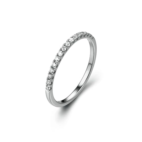 Ayoiow 18K Weißgold Ringe für Frauen Stapelbarer Dünner Ring Verlobungsringe Frauen von Ayoiow