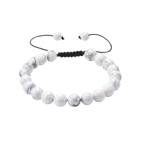 Ayoiow 18mm Perlen für Armband 18cm Armband Verstellbare Runde Naturstein Perlen Weiß Armbänder für Herren Ayoiow 18mm Perlen für Armband 18cm Armband Verstellbare Runde Naturstein Perlen Weiß Armbänder für Herren von Ayoiow