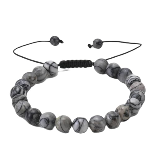 Ayoiow 18mm Perlenarmbands 18cm Armreif Verstellbare Runde Naturstein Perlen Grau Armbänder für Männer Ayoiow 18mm Perlenarmbands 18cm Armreif Verstellbare Runde Naturstein Perlen Grau Armbänder für Männer von Ayoiow