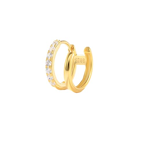 Ayoiow 1Stück Damen Ohrringe 925, Ohrringe Frauen Retro Doppelschicht U Ohrringe Gold Ohrschmuck Frauen von Ayoiow