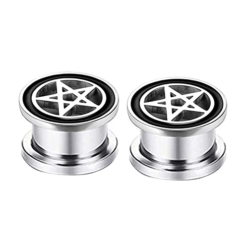 Ayoiow 2 STK Flesh Tunnel, Plug Chirurgenstahl Ohrringe Plugs Herren mit Stern Form Plugs 16mm von Ayoiow