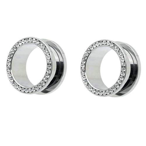 Ayoiow 2 STK Flesh Tunnel, Plugs Chirurgenstahl Ohr Plug Herren Silber Reifen Ohr Plug Stil 4 von Ayoiow