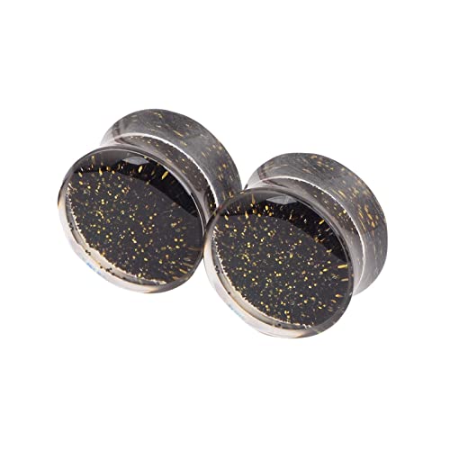 Ayoiow 2 STK Ohr Flesh Tunnel, Acryl Tunnel Plug Ohrringe Herren Plug mit Wasser und Gold Schwarz Powder Ohr Plug 12mm Ayoiow 2 STK Ohr Flesh Tunnel, Acryl Tunnel Plug Ohrringe Herren Plug mit Wasser und Gold Schwarz Powder Ohr Plug 12mm von Ayoiow