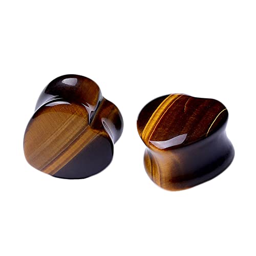 Ayoiow 2 STK Ohr Flesh Tunnel, Flesh Plug Stein Ohrringe Plugs Männer Braun Herz Stein Ohr Tunnel 10mm von Ayoiow
