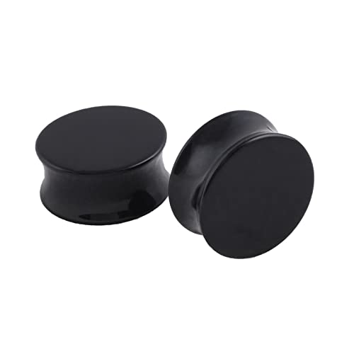 Ayoiow 2 STK Ohr Plug Stecker, Ohr Tunnel Acryl Ohrringe Männer Tunnel Schwarz Round Form Plugs 16mm von Ayoiow