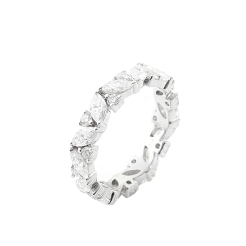 Ayoiow 9K Weißgold Verlobungsring Damen Marquiseschliff Weiß Lab Erstellt Saphir Ewigkeit Verlobungsring von Ayoiow