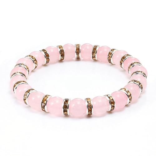 Ayoiow Armband Zirkon Damen 8mm, Elastisch Armbänder für Herren Rosa Silber Gelb Zirkon Armbänder von Ayoiow