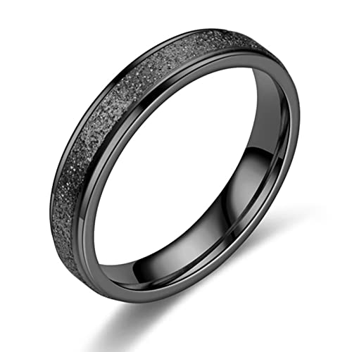 Ayoiow Bandring Damen Breit, Edelstahl Ringe Damen 4mm Ring Mit Matt Finish Ring Größe 60 (19.1), Schwarz von Ayoiow