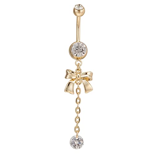 Ayoiow Bauchnabelpiercing Chirurgenstahl Gold Schleife mit Zirkonia Bauchnabelpiercing für Frauen Gold von Ayoiow