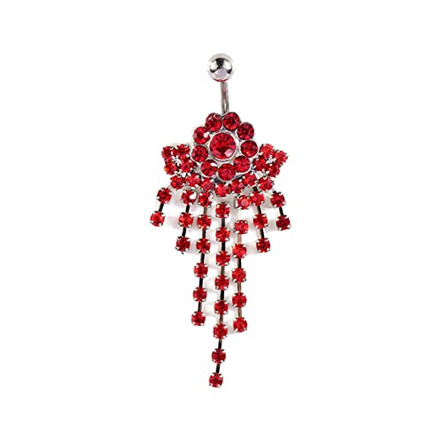 Ayoiow Bauchnabelpiercing Chirurgenstahl Set Blumen Anhänger mit Zirkonia Piercing Bauchnabel Chirurgenstahl für Damen Rot von Ayoiow