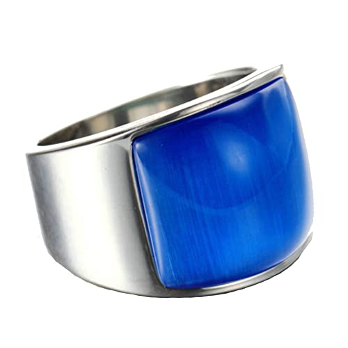 Ayoiow Biker Ring Herren Edelstahl, Freundschaftsringe Männer Goldring mit Blau Katzenauge Stein Ring Größe 67 (21.3) von Ayoiow