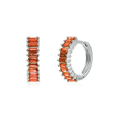 Ayoiow Creolen Damen Huggie Ohrringe, Echt Silber Ohrringe Mädchen mit Orange Zirkonia Ohrringe Silber Schmuck Ohrringe Damen von Ayoiow