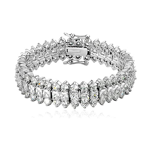 Ayoiow Damen Armband Vergoldet, Damenarmband Charms mit Zirkonia Im Princess Schliff Tennis-Armbänder Weiß Gold von Ayoiow