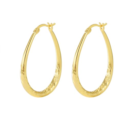 Ayoiow Damen Ohrringe Modern Kupfer Oval Gold Ohrringe Creolen Damen von Ayoiow