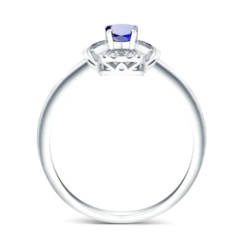 Ayoiow Damen Ring 18 Karat Ehering Damen Oval 0.97ct Blau Saphir Ring 0.1ct Damen Ring Steinchen Ringe Blau von Ayoiow