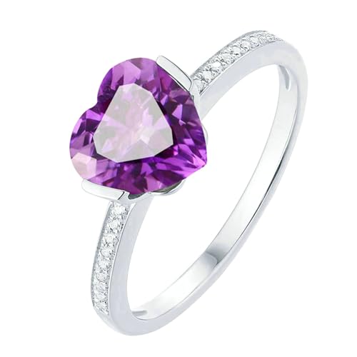 Ayoiow Damen Ring 18 Karat Ring Damen Nickelfrei Herz 1.68ct Lila Amethyst Ring Damen Ring Steine Ringe Lila von Ayoiow