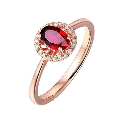 Ayoiow Damen Ring 18 Karat Ring Damen Oval 1.13ct Rot Rubin Ring 0.12ct Damenring Steinchen Ringe Rot von Ayoiow