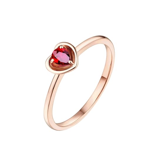 Ayoiow Damen Ring 18 Karat Ringe Verlobung Damen Herz Tropfen 0.45ct Rot Rubin Ringe Ring Rot von Ayoiow